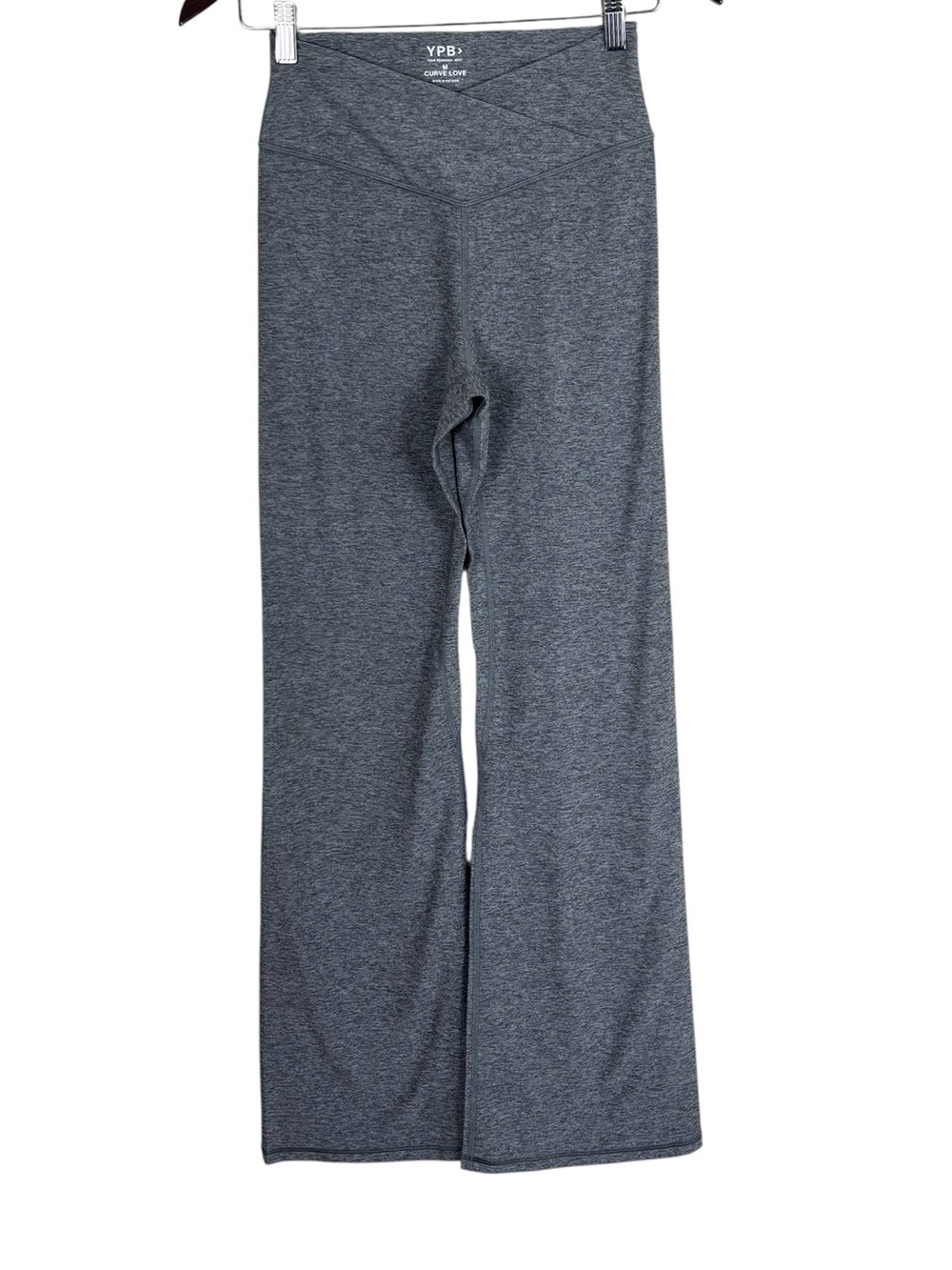 Abercrombie YPB Flare Leggings Sz Medium Crossover Waist Heather Gray Curve Love